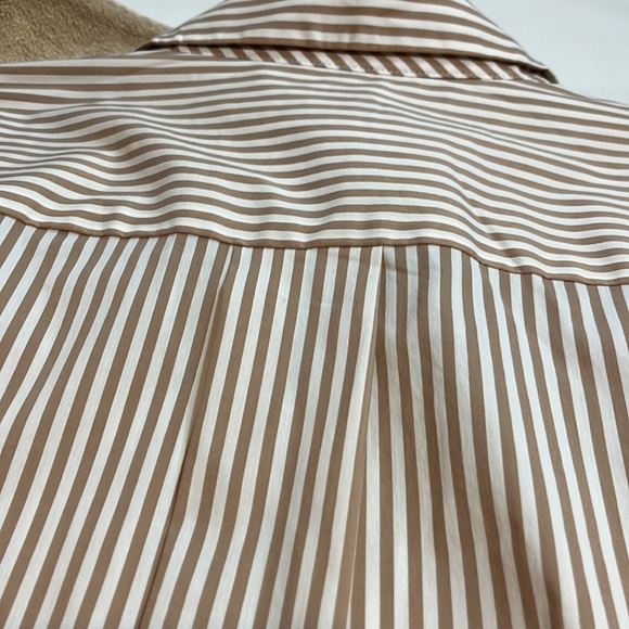 NWT Chico’s button sleeve poplin shirt/striped tunic tan and cream size 3.5 - Picture 7 of 8